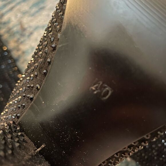 Black Rhinestone Over The Knee Thigh High Pull On Boots Triangle Heel 10 - Picture 8 of 13